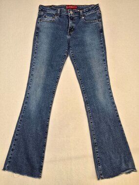 Levis 518 Superlow Stretch Flare Jeans Womens Size 7 Jr L Blue Denim